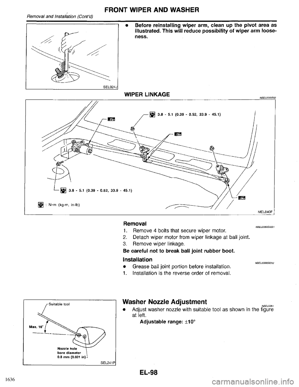 INFINITI QX4 1998  Factory Service Manual 1636 