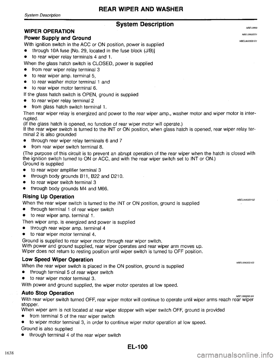 INFINITI QX4 1998  Factory Service Manual 1638 