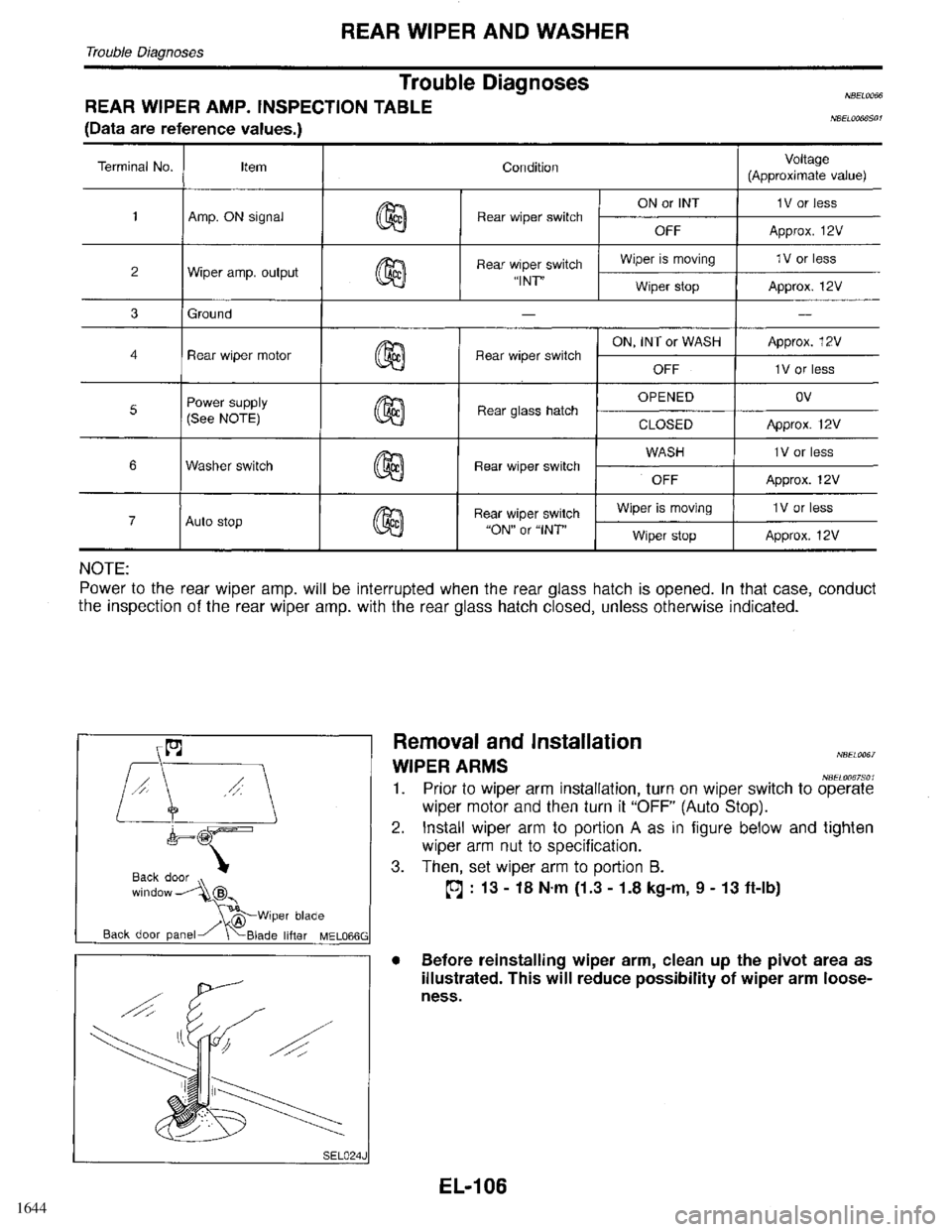 INFINITI QX4 1998  Factory Service Manual 1644 