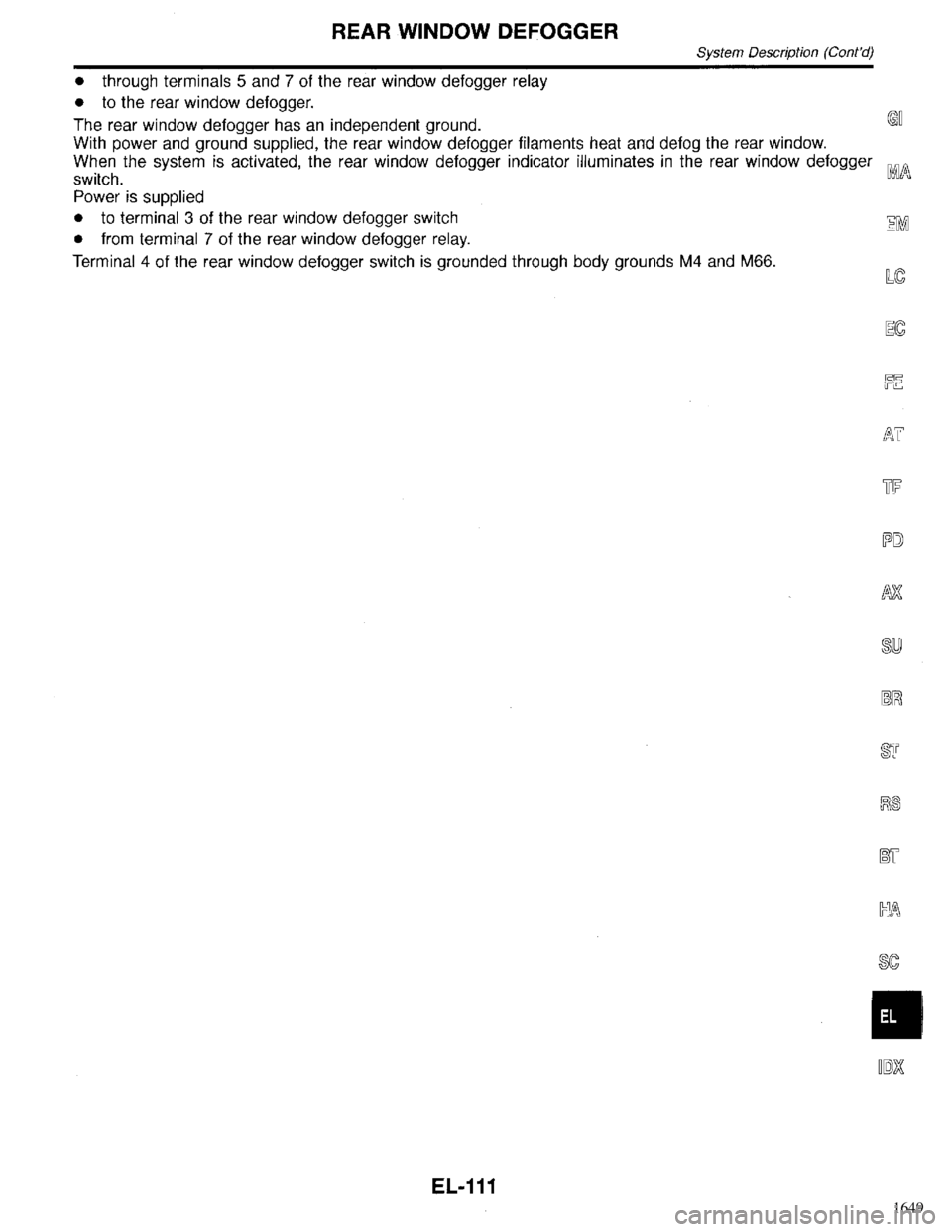 INFINITI QX4 1998  Factory Service Manual 1649 