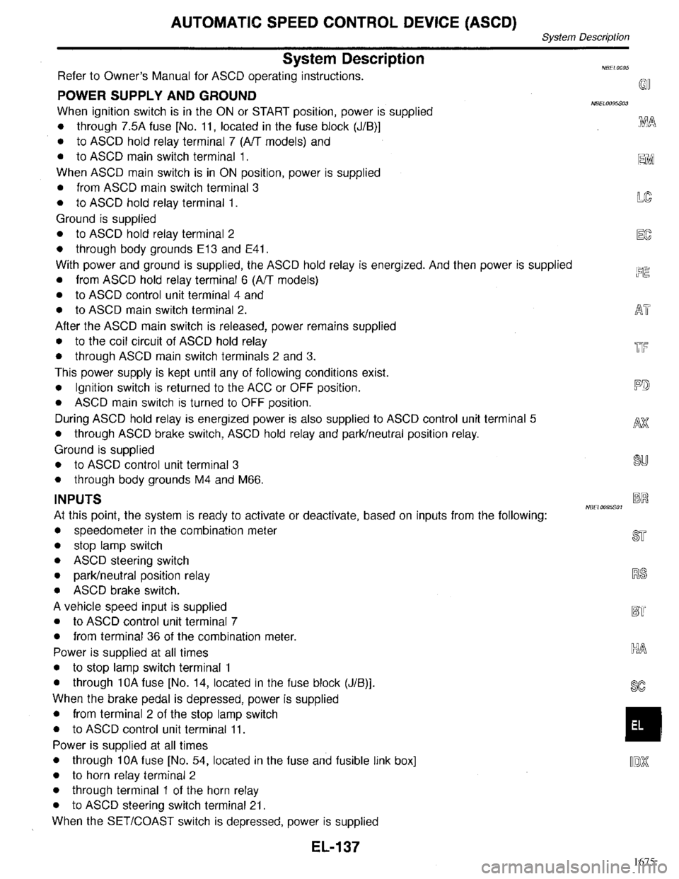 INFINITI QX4 1998  Factory Service Manual 1675 