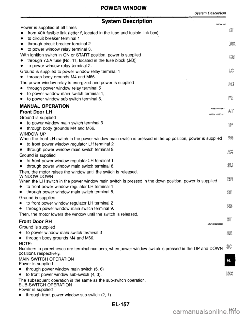INFINITI QX4 1998  Factory Service Manual 1695 