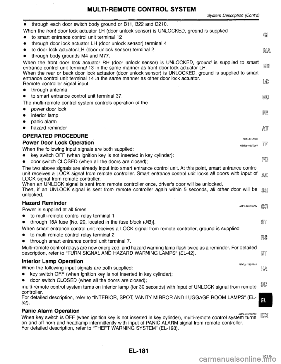 INFINITI QX4 1998  Factory Service Manual 1719 