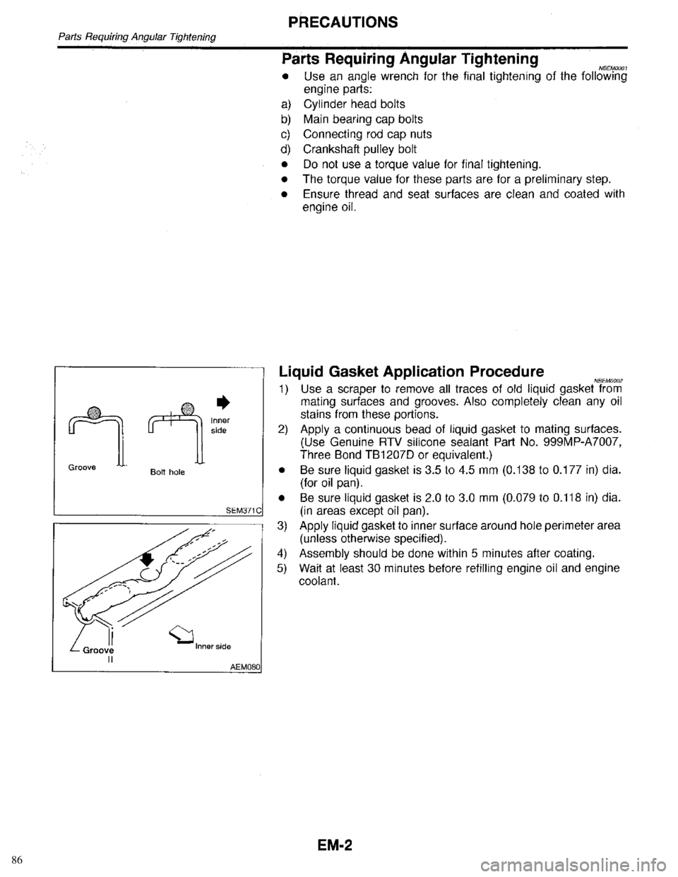 INFINITI QX4 1998  Factory Service Manual 86 