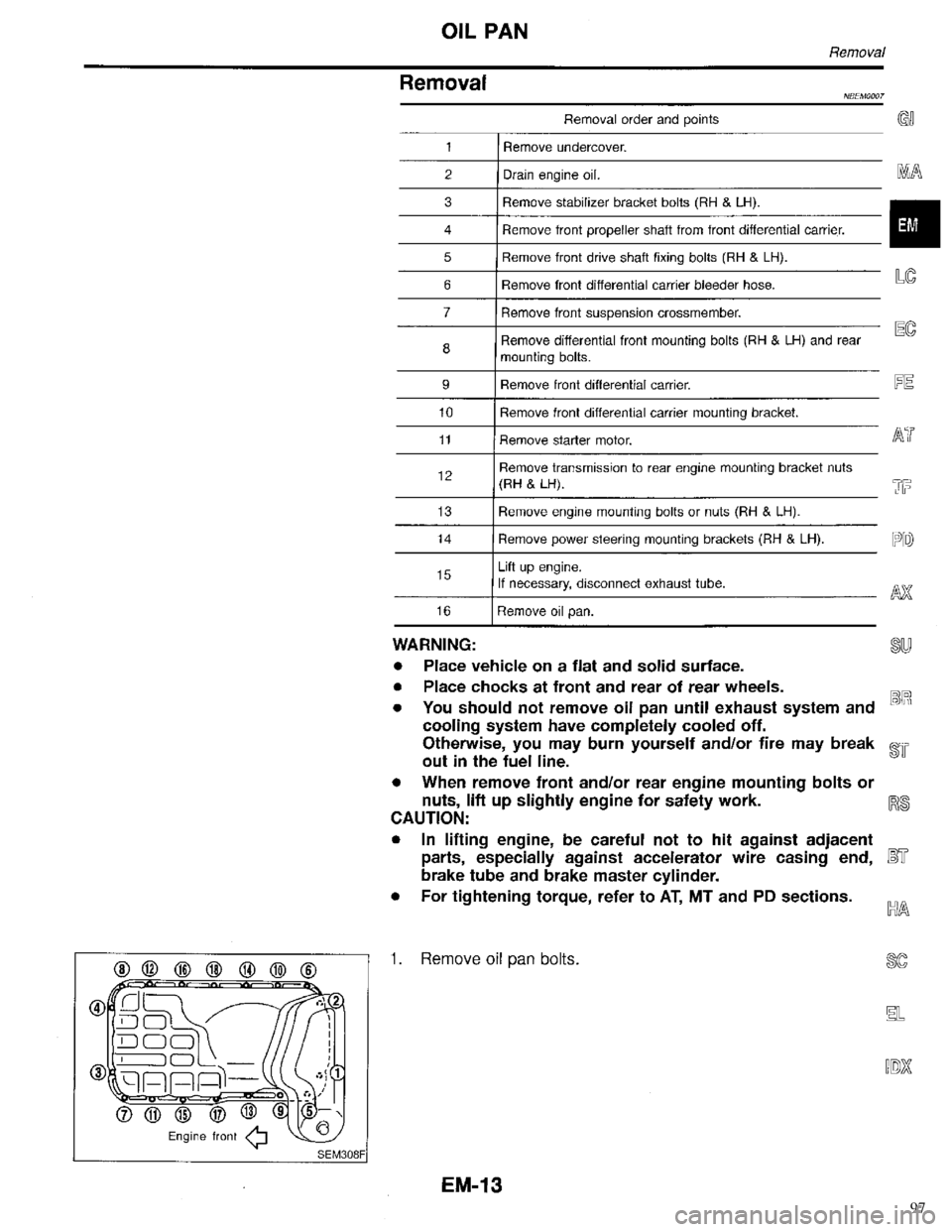 INFINITI QX4 1998  Factory Service Manual 97 