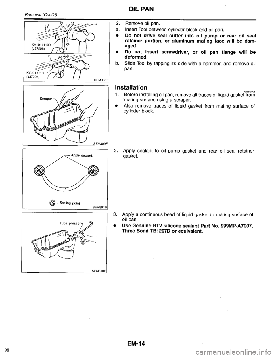 INFINITI QX4 1998  Factory Service Manual 98 