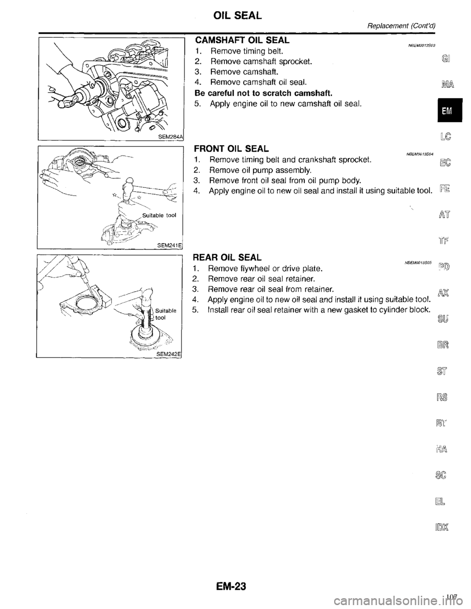 INFINITI QX4 1998  Factory Service Manual 107 