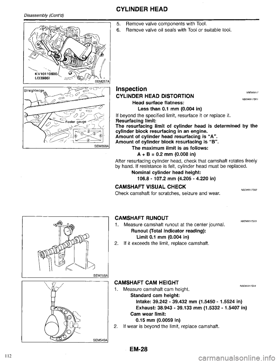 INFINITI QX4 1998  Factory Service Manual 112 
