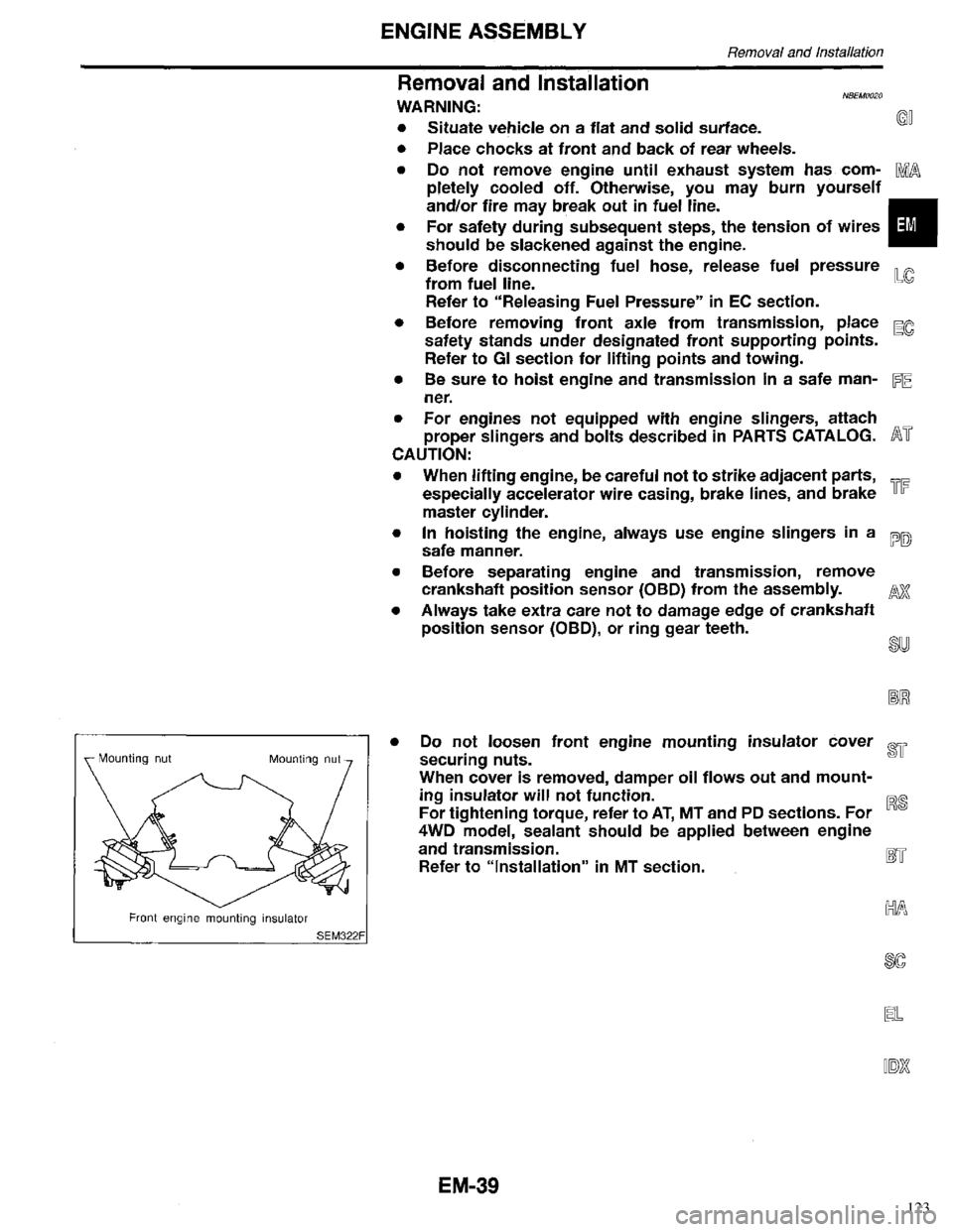 INFINITI QX4 1998  Factory Service Manual 123 