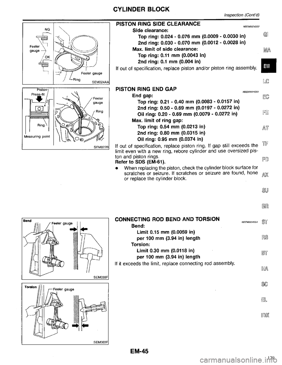 INFINITI QX4 1998  Factory Service Manual 129 