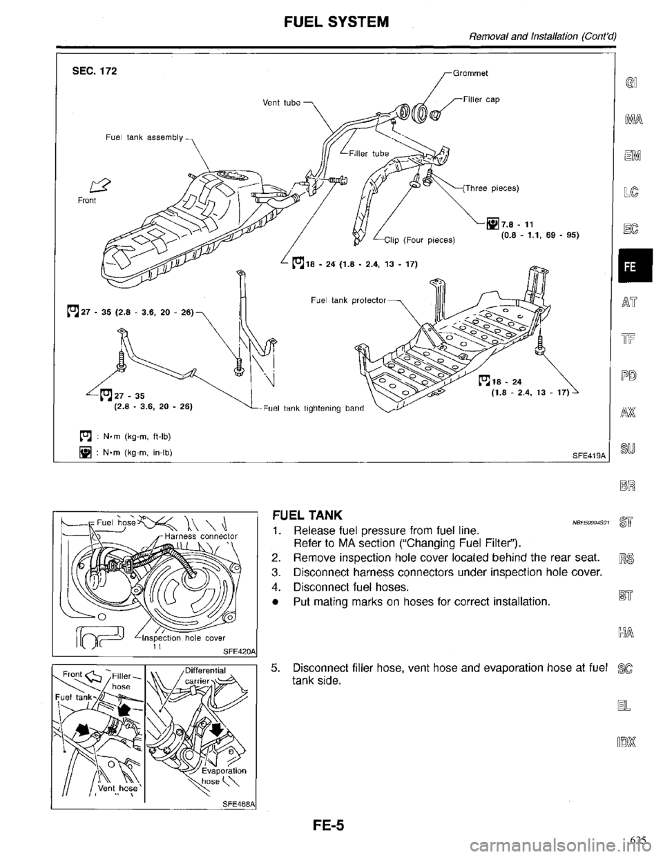 INFINITI QX4 1998  Factory Service Manual 635 