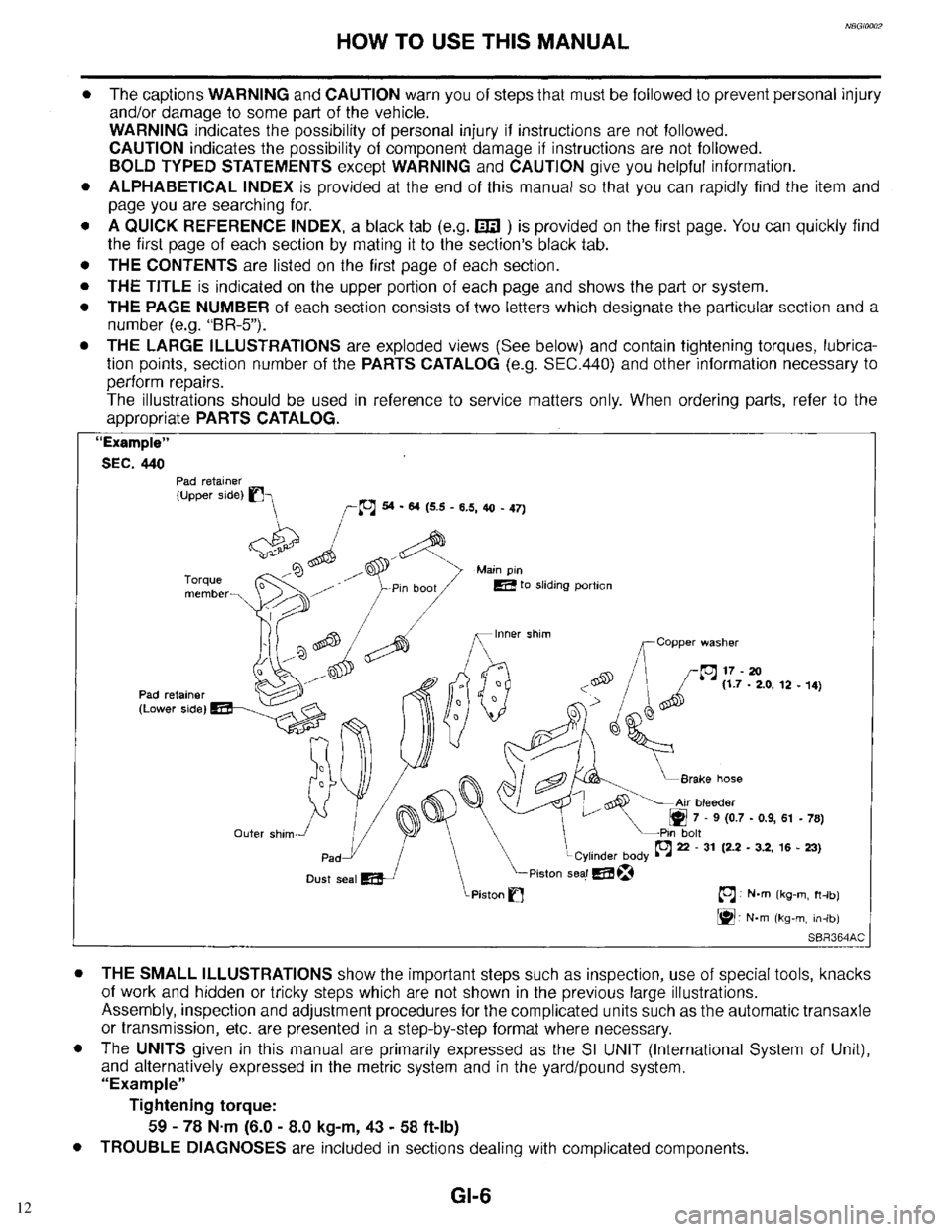 INFINITI QX4 1998  Factory Service Manual 12 