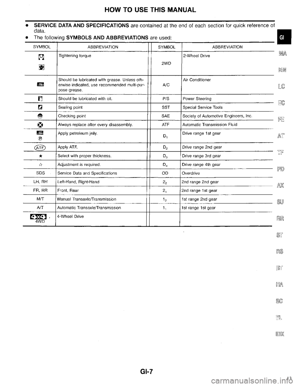 INFINITI QX4 1998  Factory Service Manual 13 