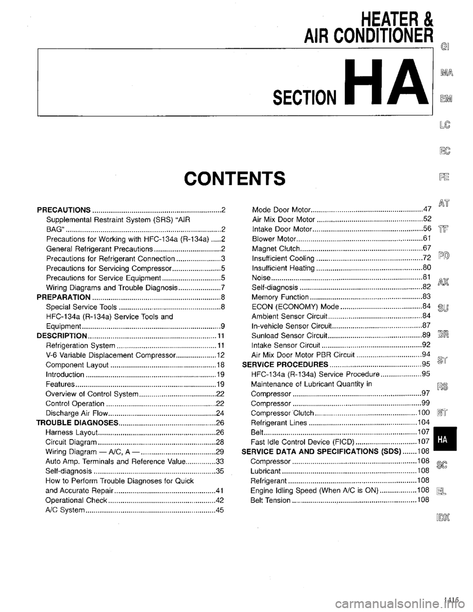 INFINITI QX4 1998  Factory Service Manual 1415 