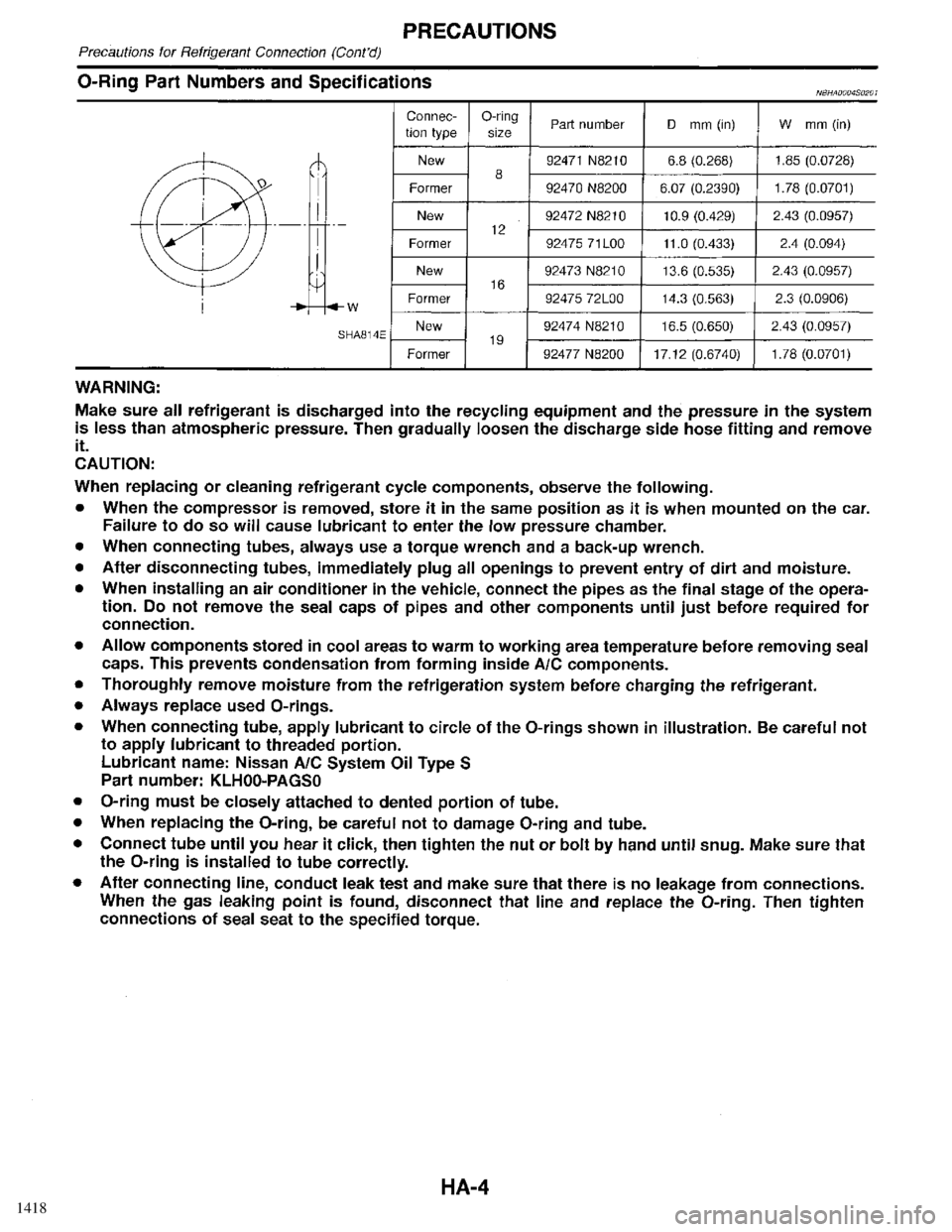 INFINITI QX4 1998  Factory Service Manual 1418 