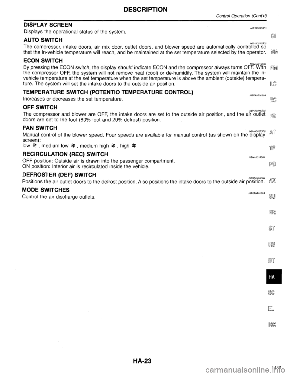 INFINITI QX4 1998  Factory Service Manual 1437 