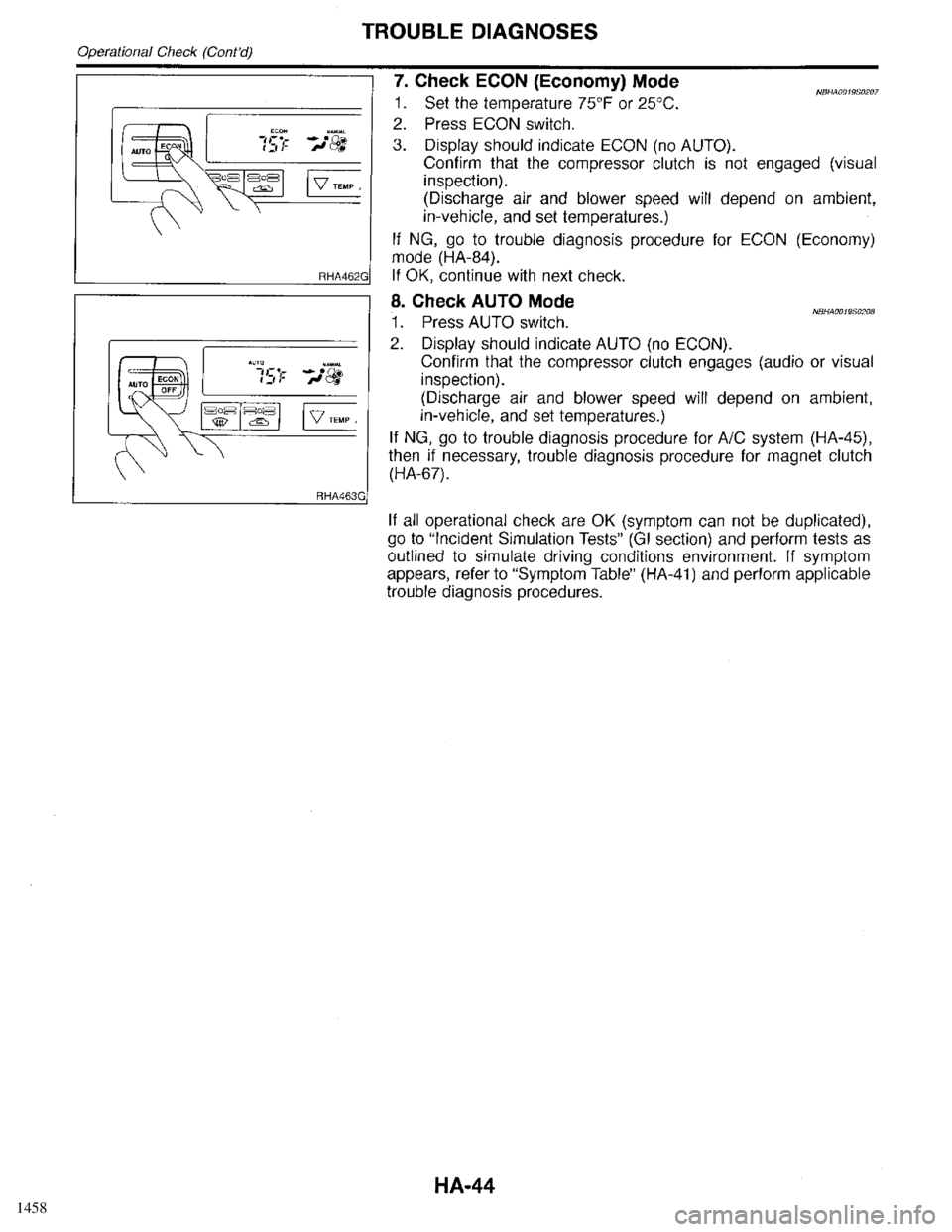 INFINITI QX4 1998  Factory Service Manual 1458 
