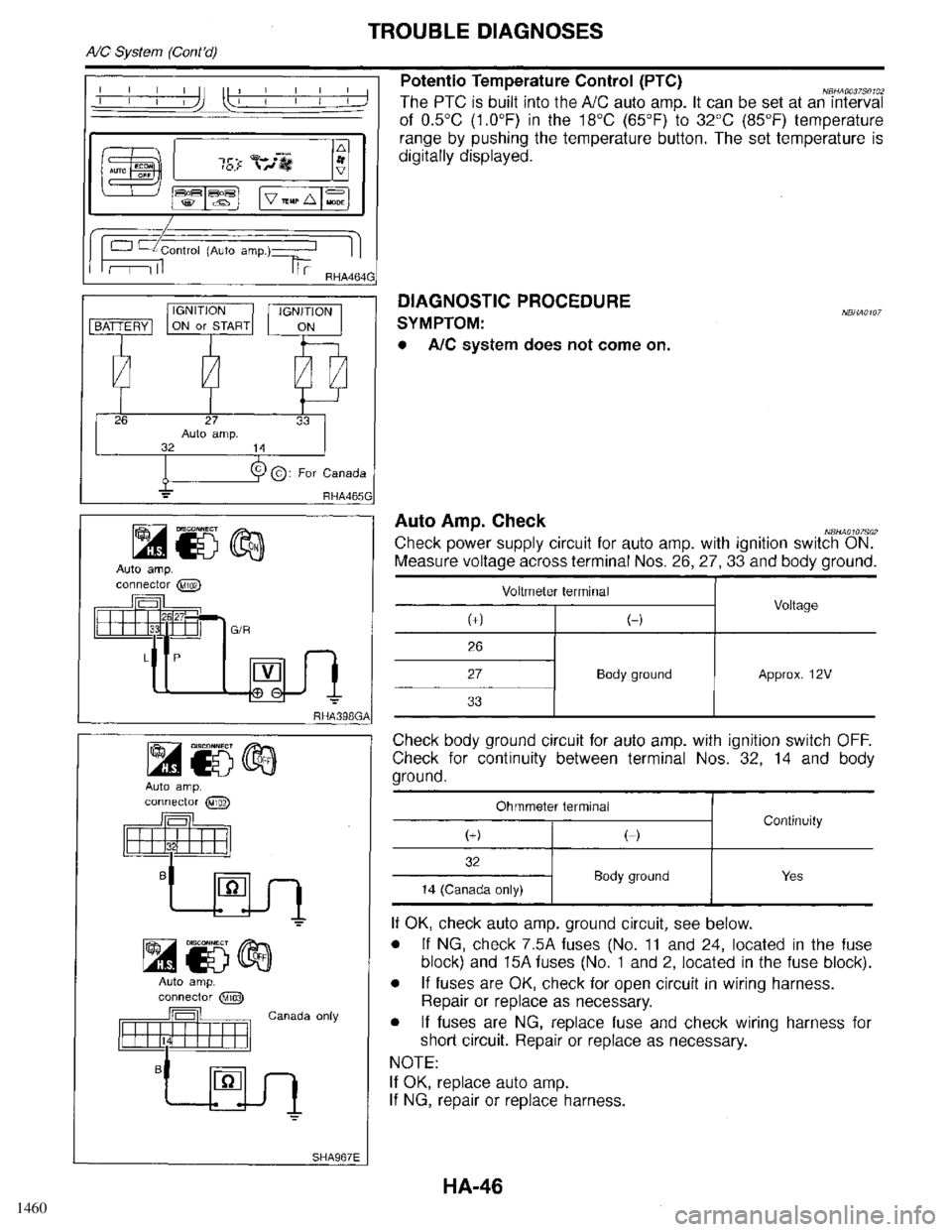 INFINITI QX4 1998  Factory Service Manual 1460 