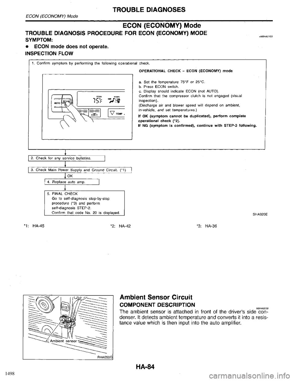 INFINITI QX4 1998  Factory Service Manual 1498 
