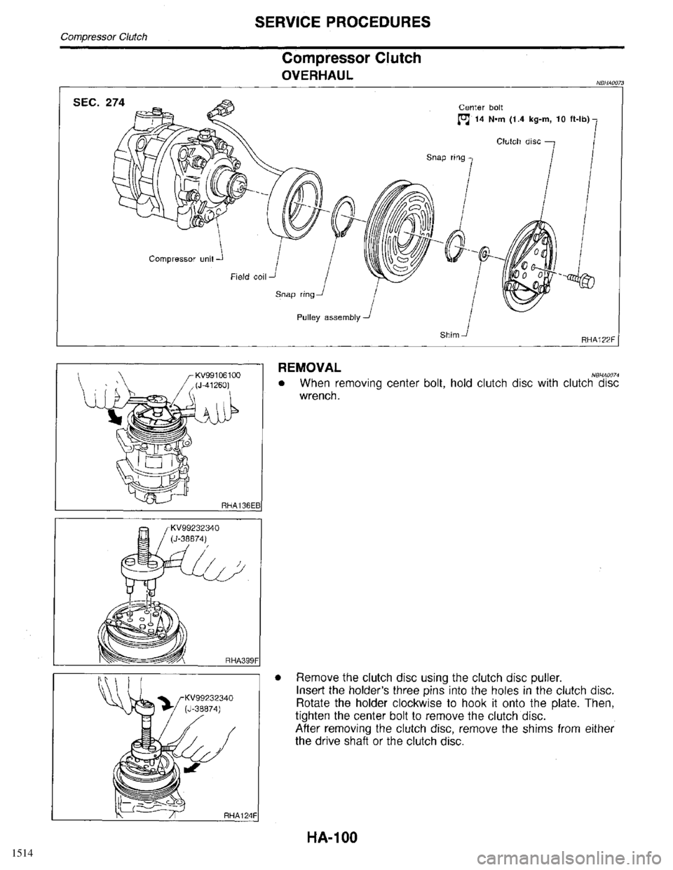 INFINITI QX4 1998  Factory Service Manual 1514 