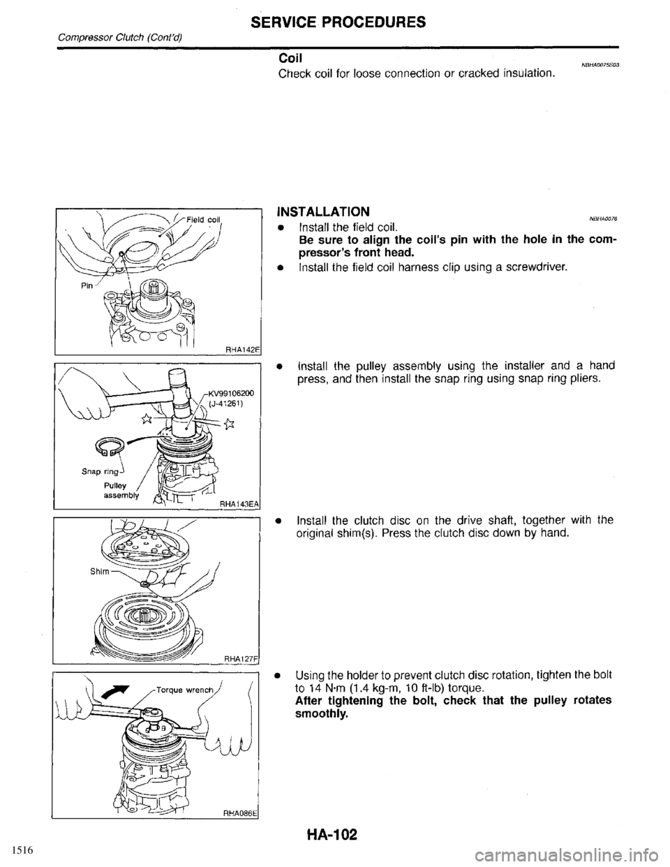 INFINITI QX4 1998  Factory Service Manual 1516 