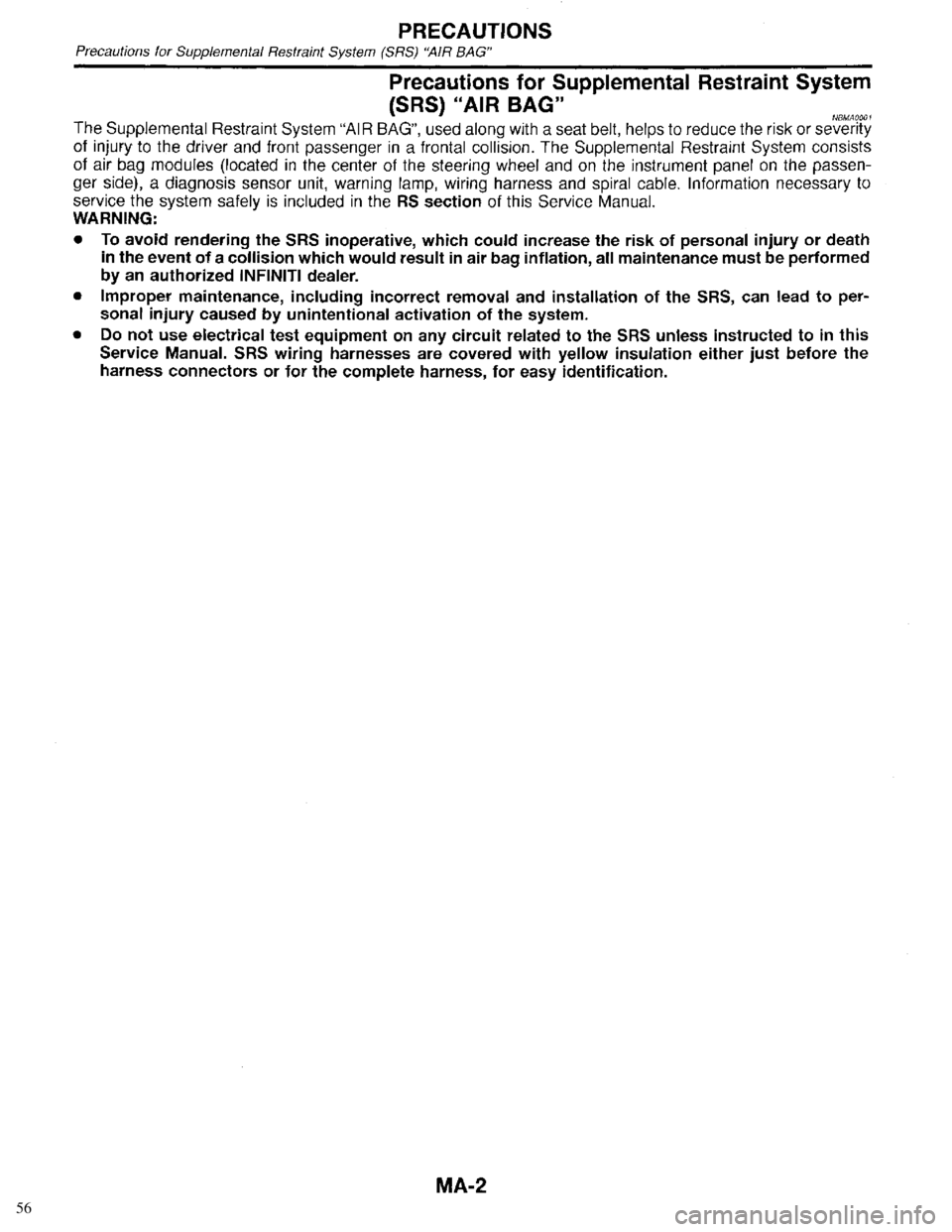 INFINITI QX4 1998  Factory Service Manual 56 