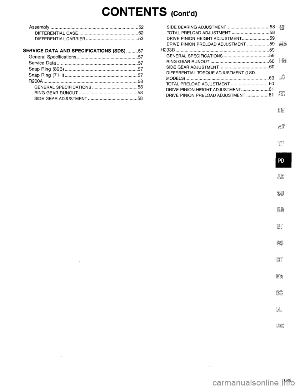 INFINITI QX4 1998  Factory Service Manual 1089 