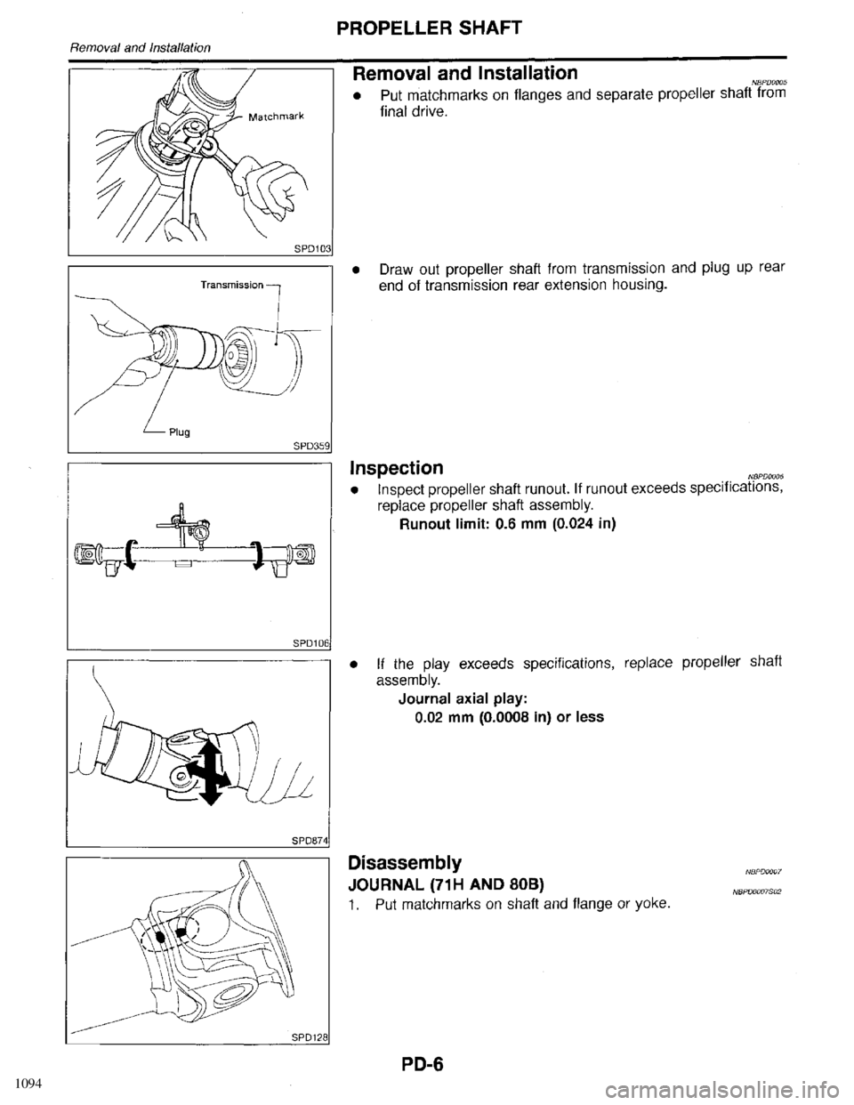 INFINITI QX4 1998  Factory Service Manual 1094 