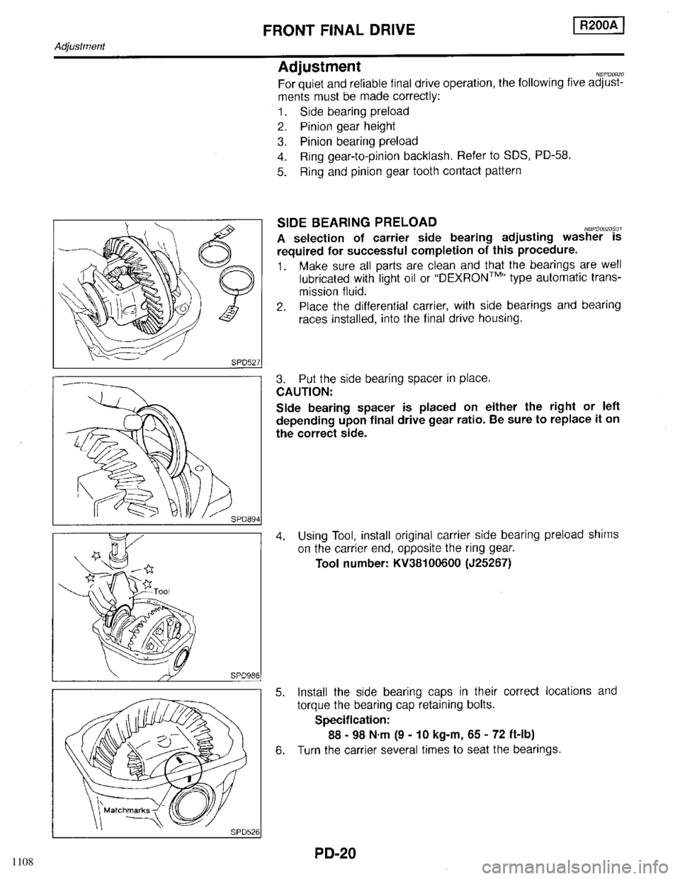 INFINITI QX4 1998  Factory Service Manual 1108 