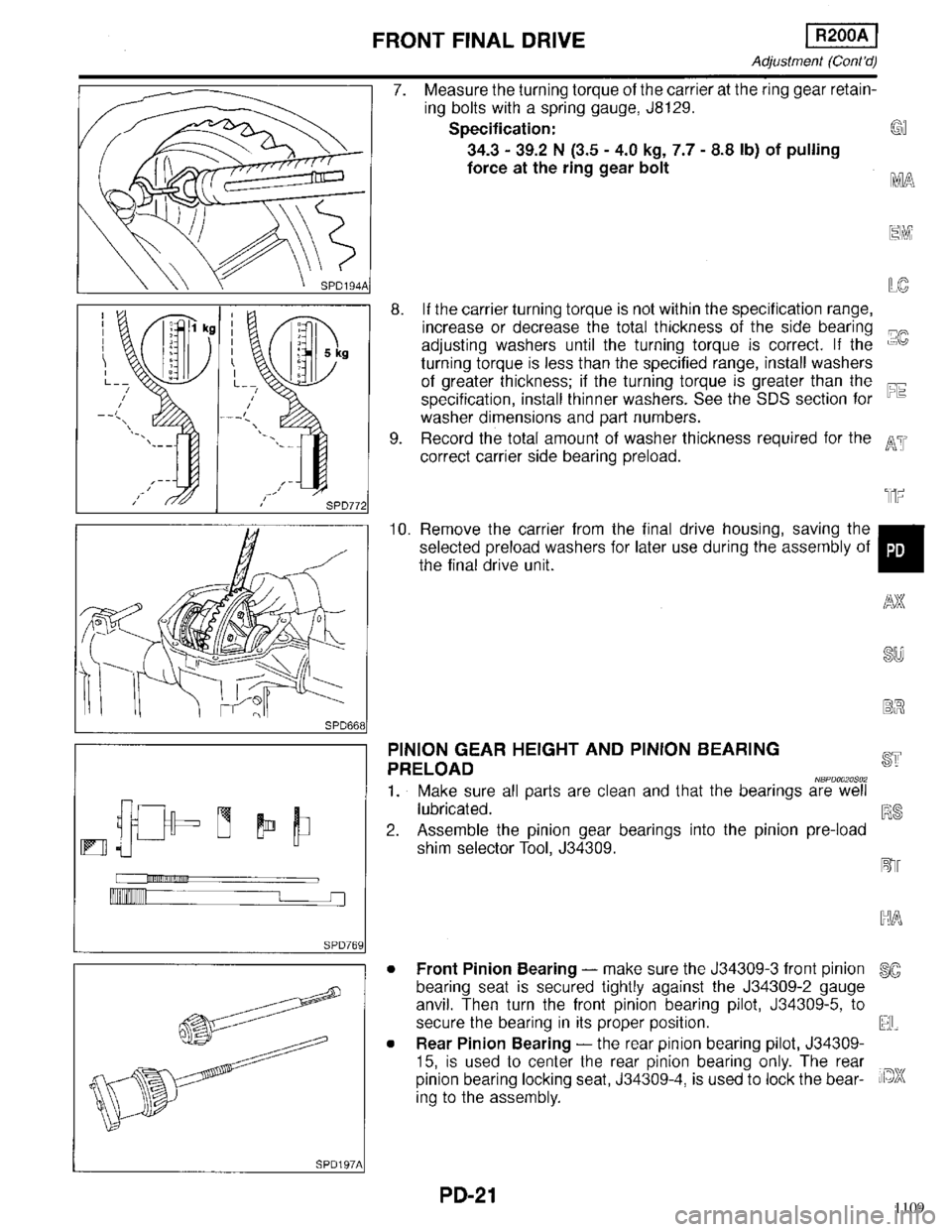 INFINITI QX4 1998  Factory Service Manual 1109 