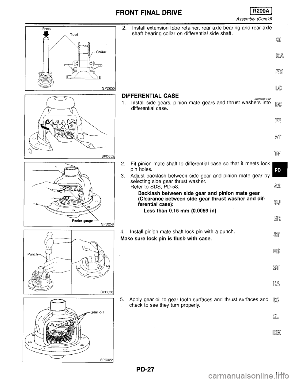 INFINITI QX4 1998  Factory Service Manual 1115 