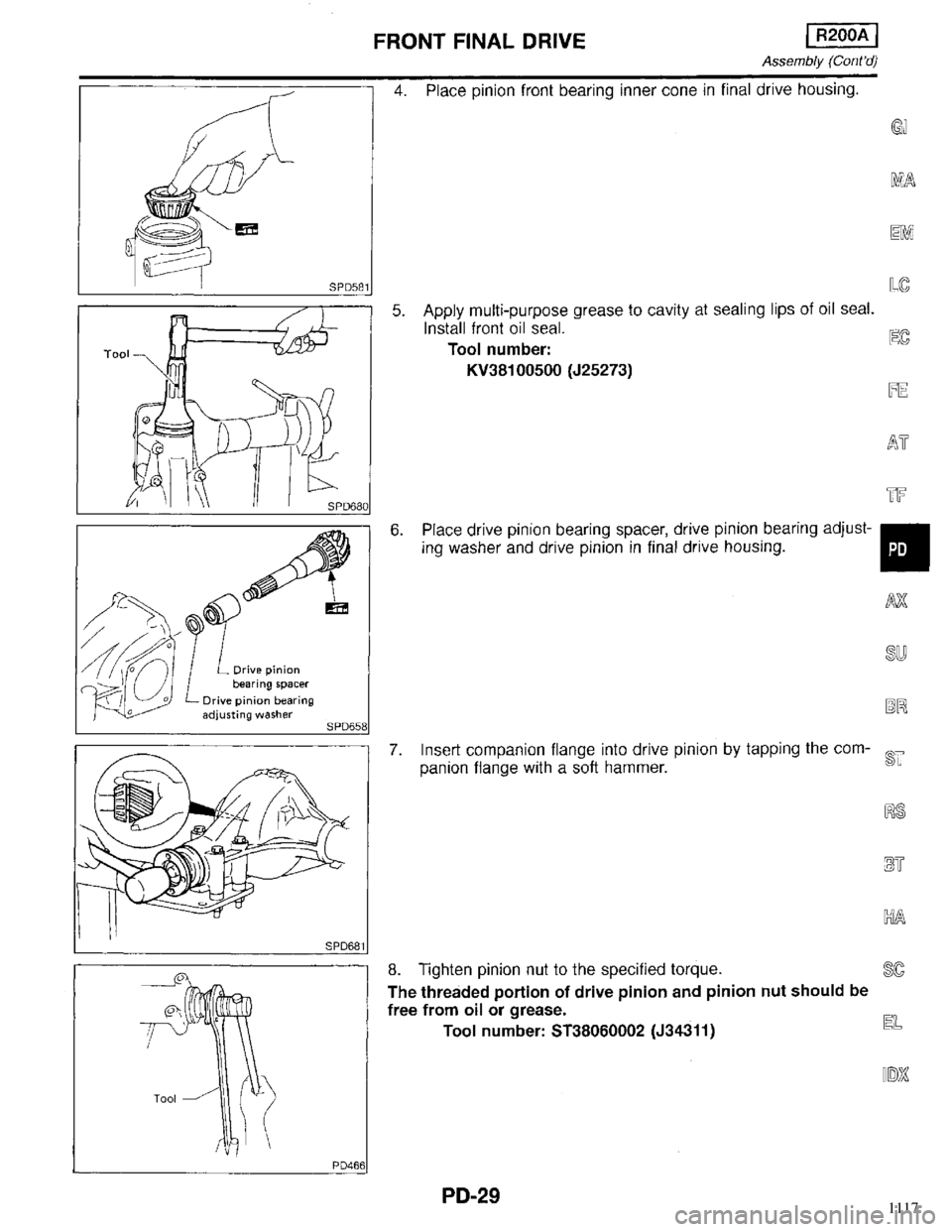 INFINITI QX4 1998  Factory Service Manual 1117 