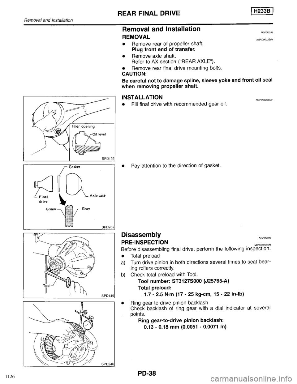 INFINITI QX4 1998  Factory Service Manual 1126 