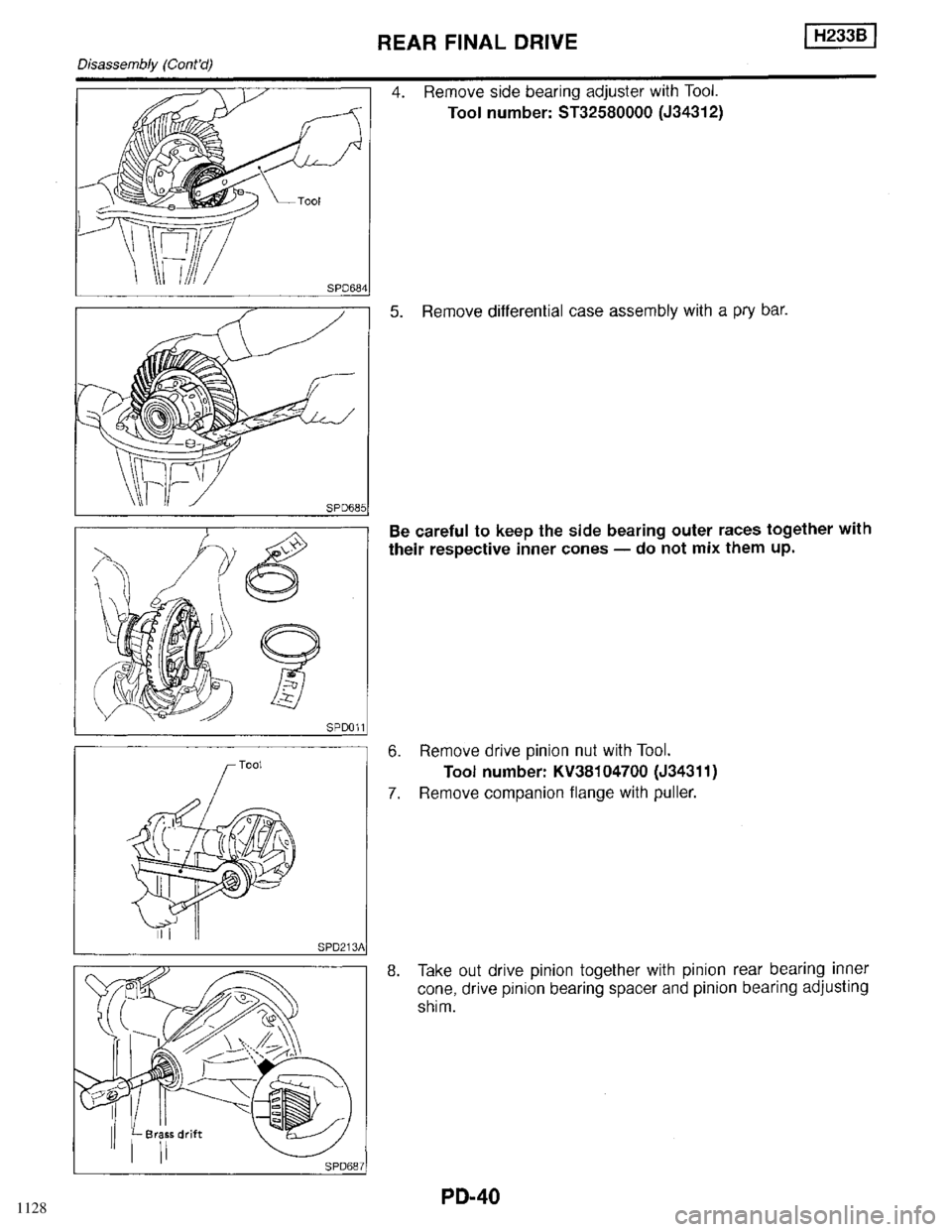 INFINITI QX4 1998  Factory Service Manual 1128 