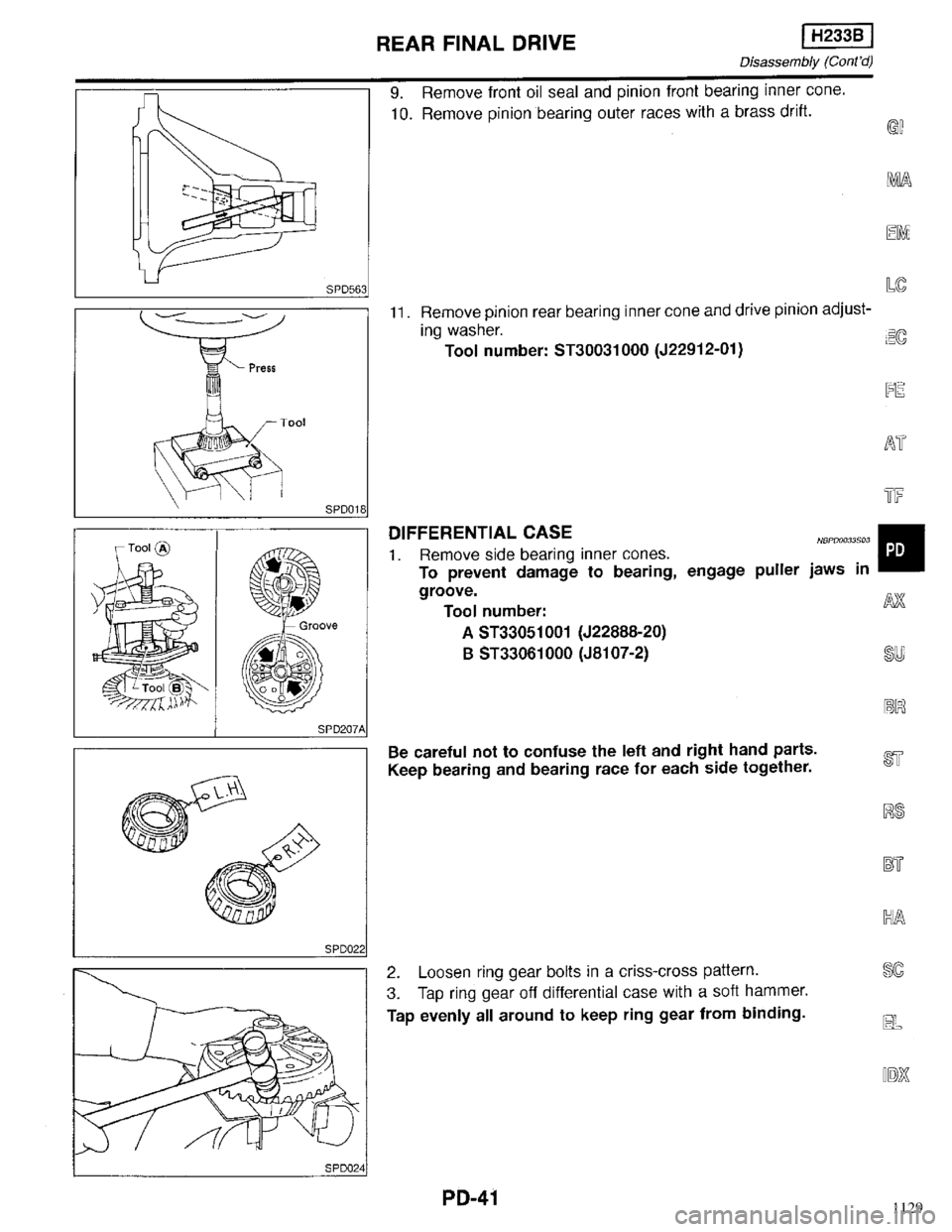 INFINITI QX4 1998  Factory Service Manual 1129 