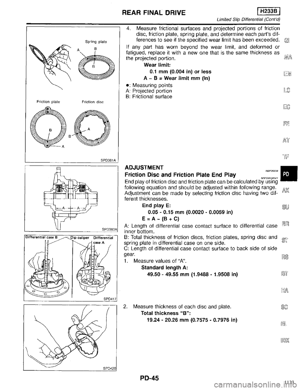INFINITI QX4 1998  Factory Service Manual 1133 