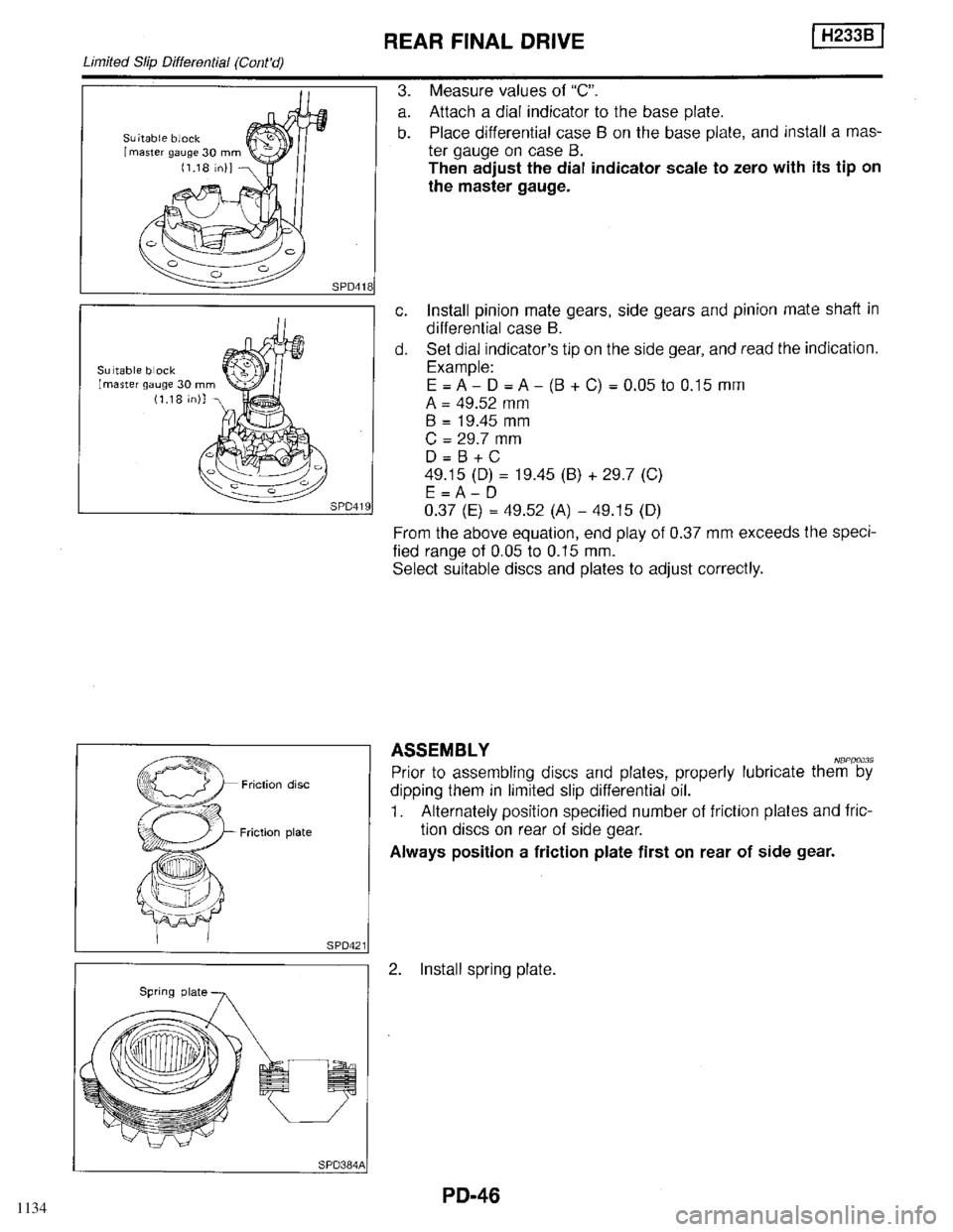 INFINITI QX4 1998  Factory Service Manual 1134 