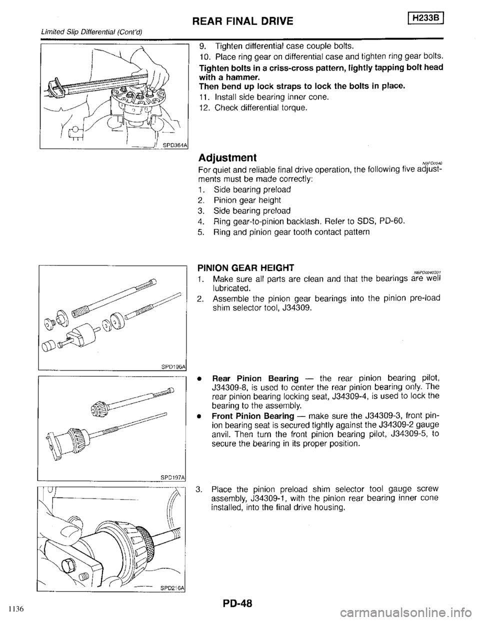 INFINITI QX4 1998  Factory Service Manual 1136 