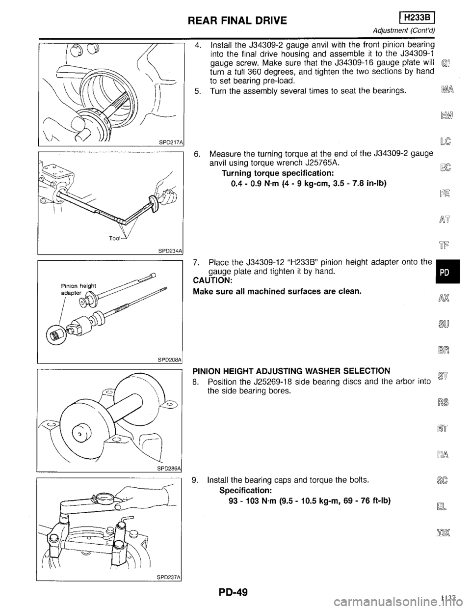INFINITI QX4 1998  Factory Service Manual 1137 