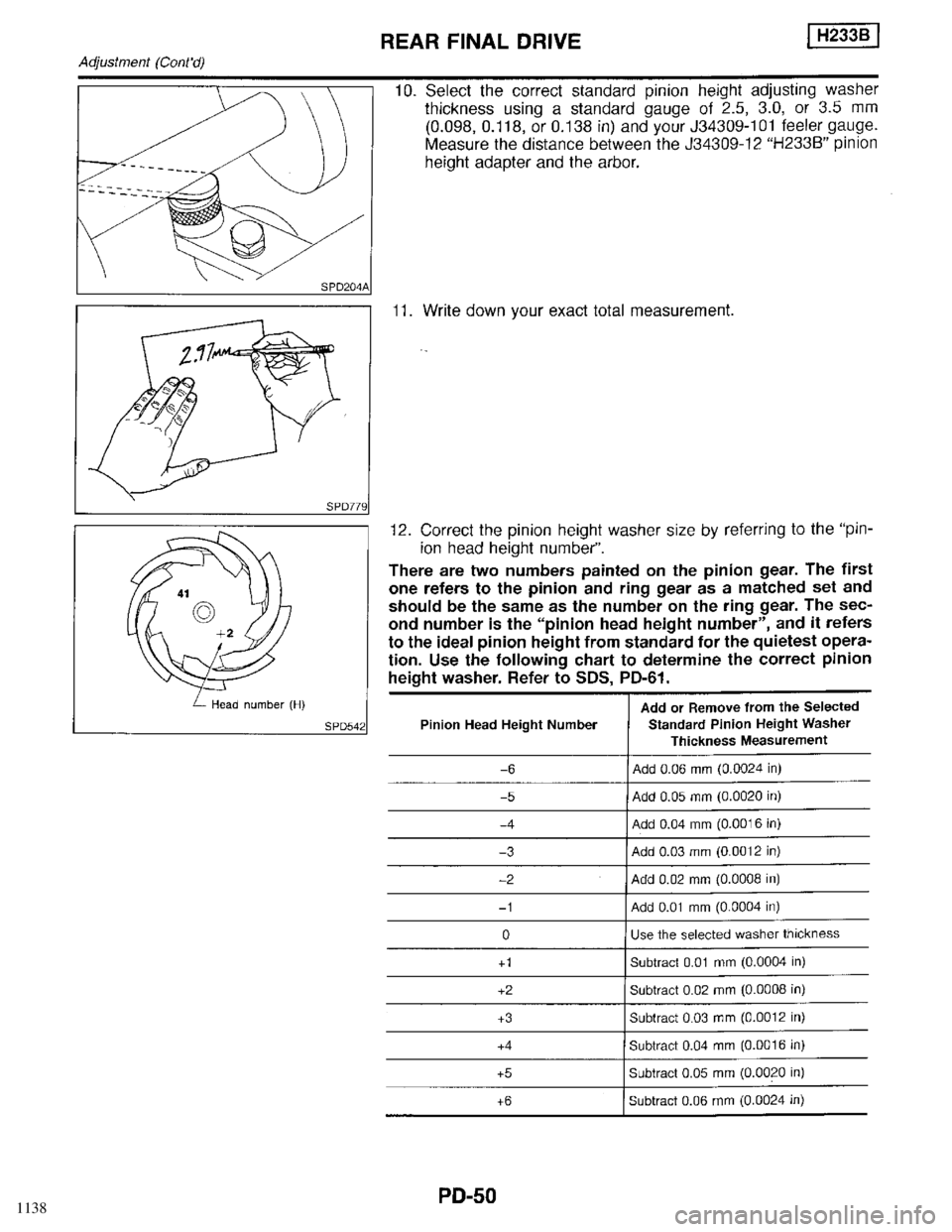 INFINITI QX4 1998  Factory Service Manual 1138 