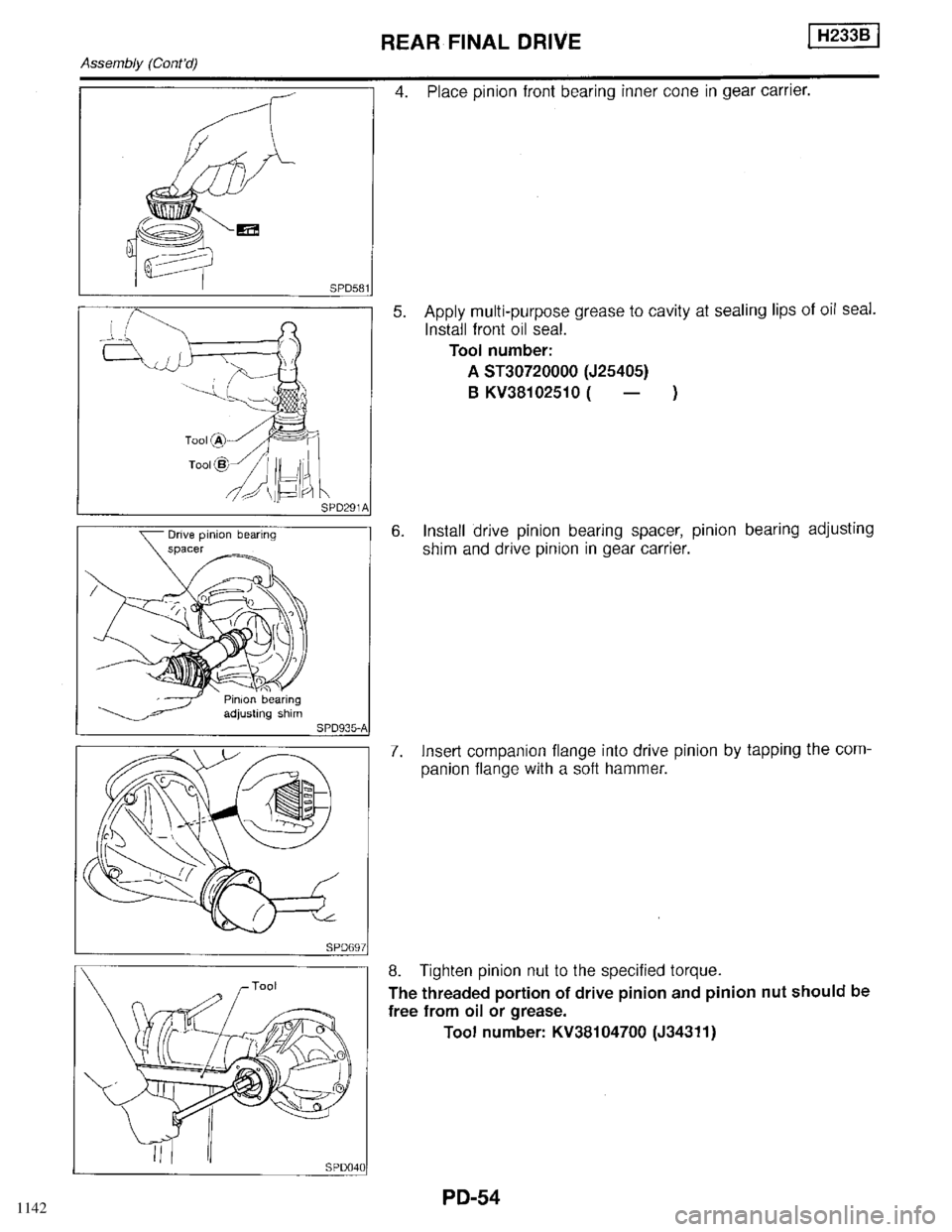 INFINITI QX4 1998  Factory Service Manual 1142 