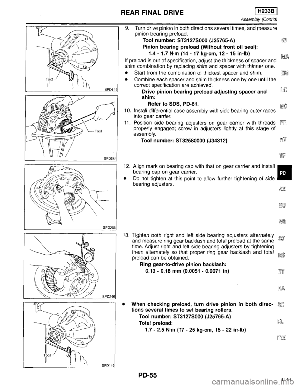 INFINITI QX4 1998  Factory Service Manual 1143 