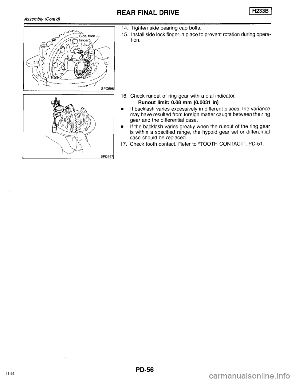 INFINITI QX4 1998  Factory Service Manual 1144 