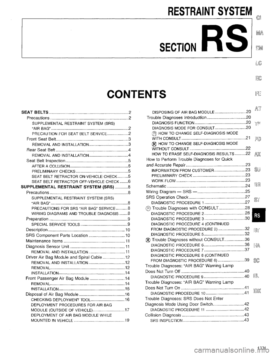 INFINITI QX4 1998  Factory Service Manual 1321 