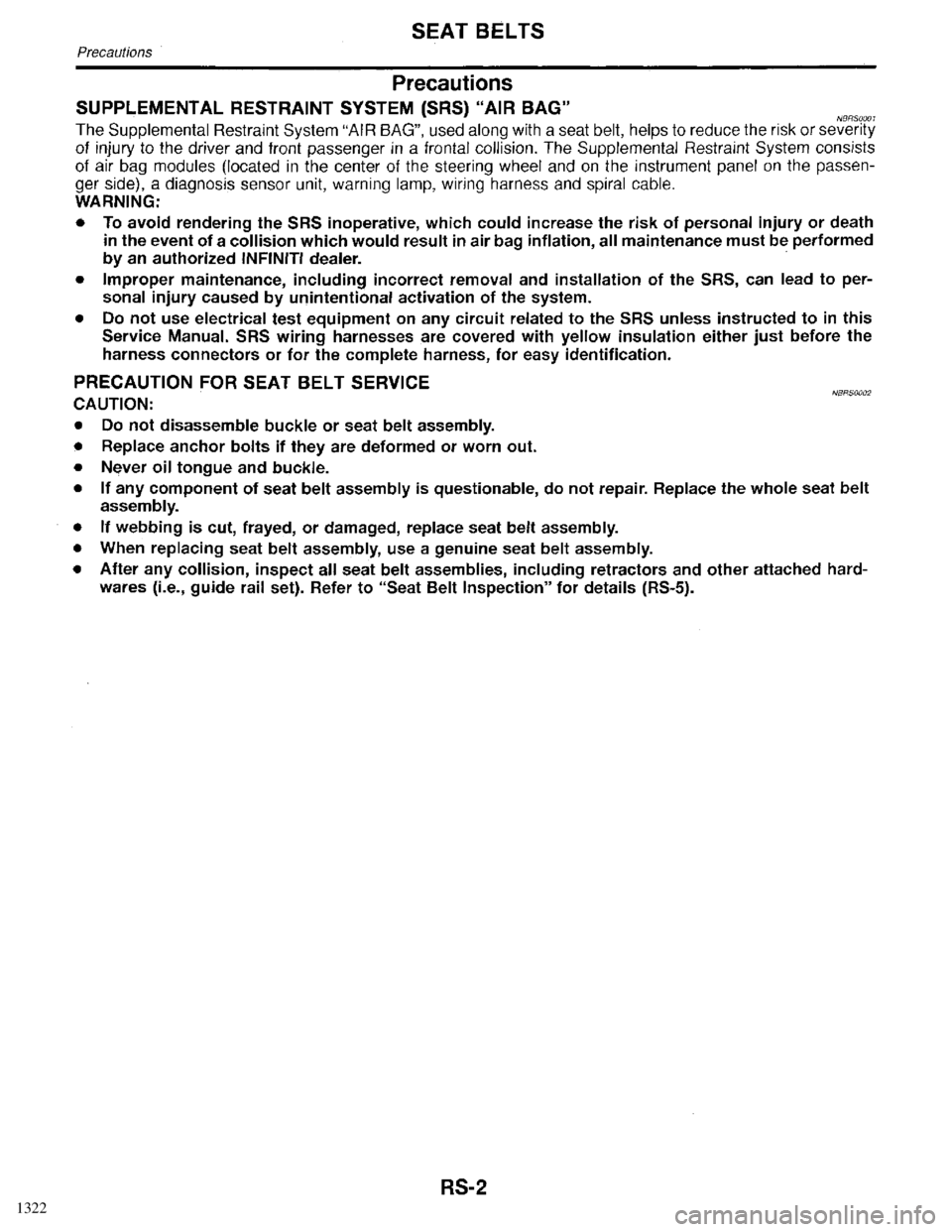 INFINITI QX4 1998  Factory Service Manual 1322 