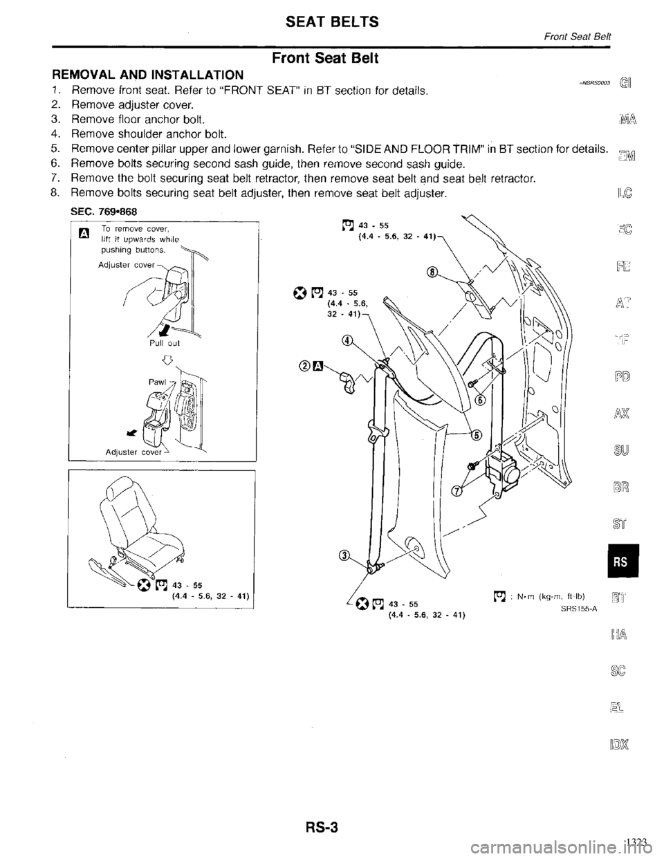 INFINITI QX4 1998  Factory Service Manual 1323 