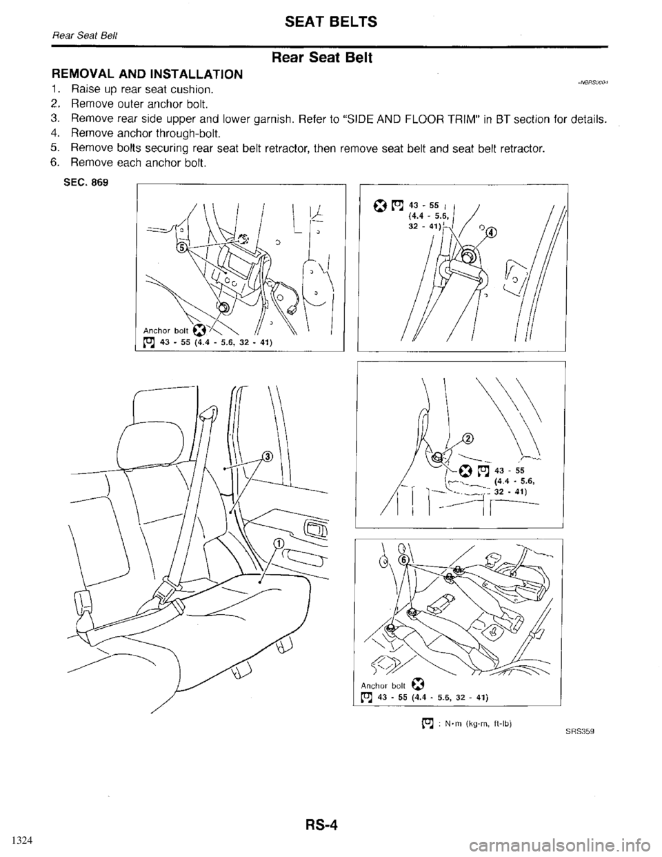 INFINITI QX4 1998  Factory Service Manual 1324 