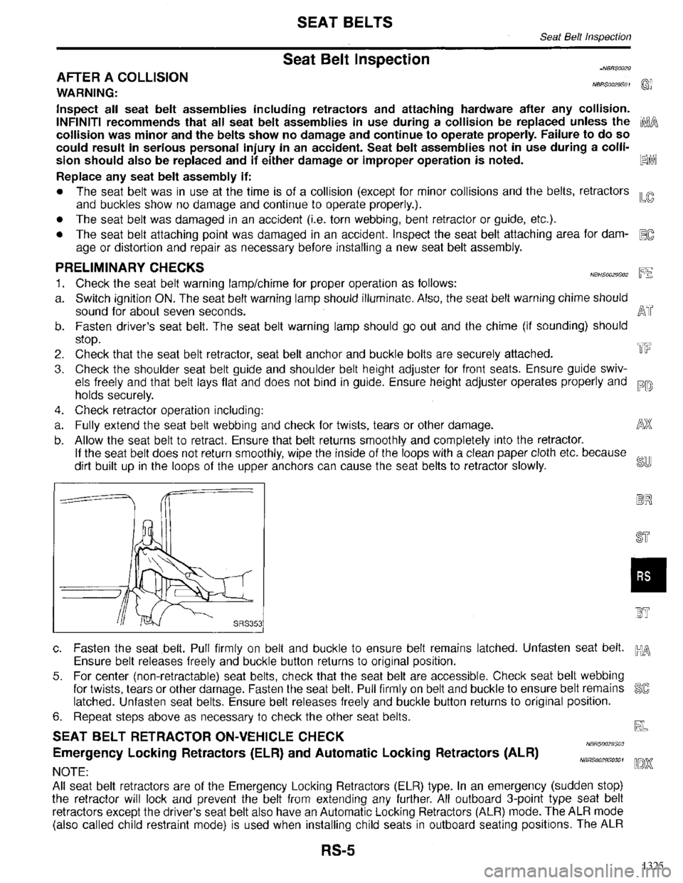INFINITI QX4 1998  Factory Service Manual 1325 
