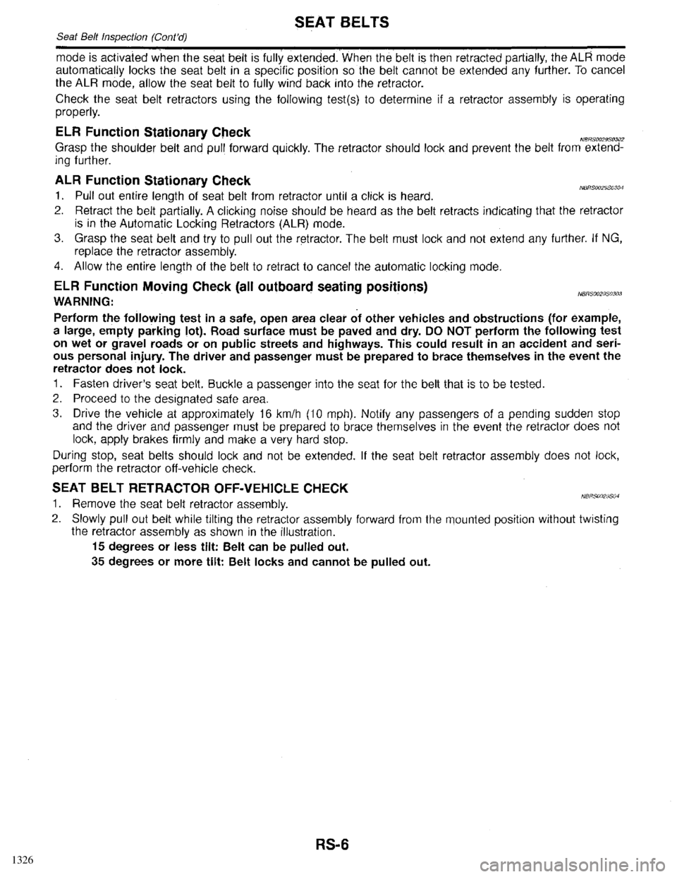 INFINITI QX4 1998  Factory Service Manual 1326 