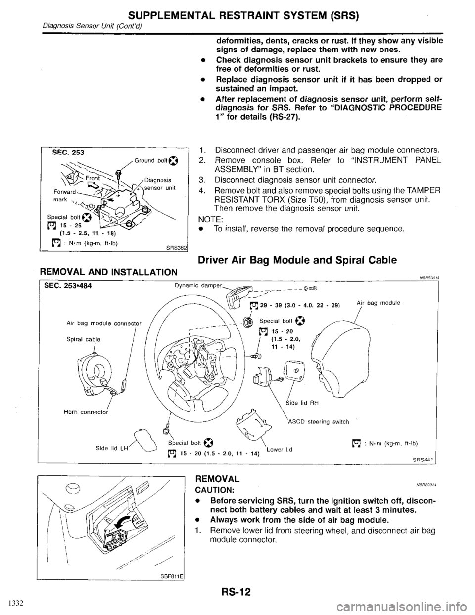 INFINITI QX4 1998  Factory Service Manual 1332 